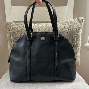 Coach Peyton Dome Satchel Black Leather Structured Top Handle Bag